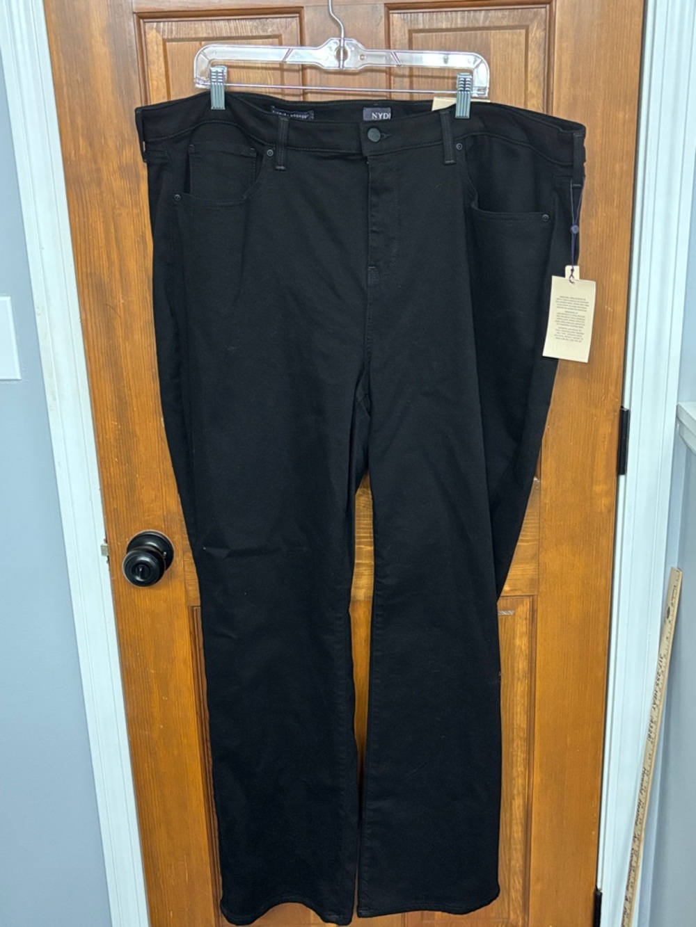 NYDJ Marilyn Straight Leg Lift Tuck Black Denim Jeans Women's Size 24W NWT